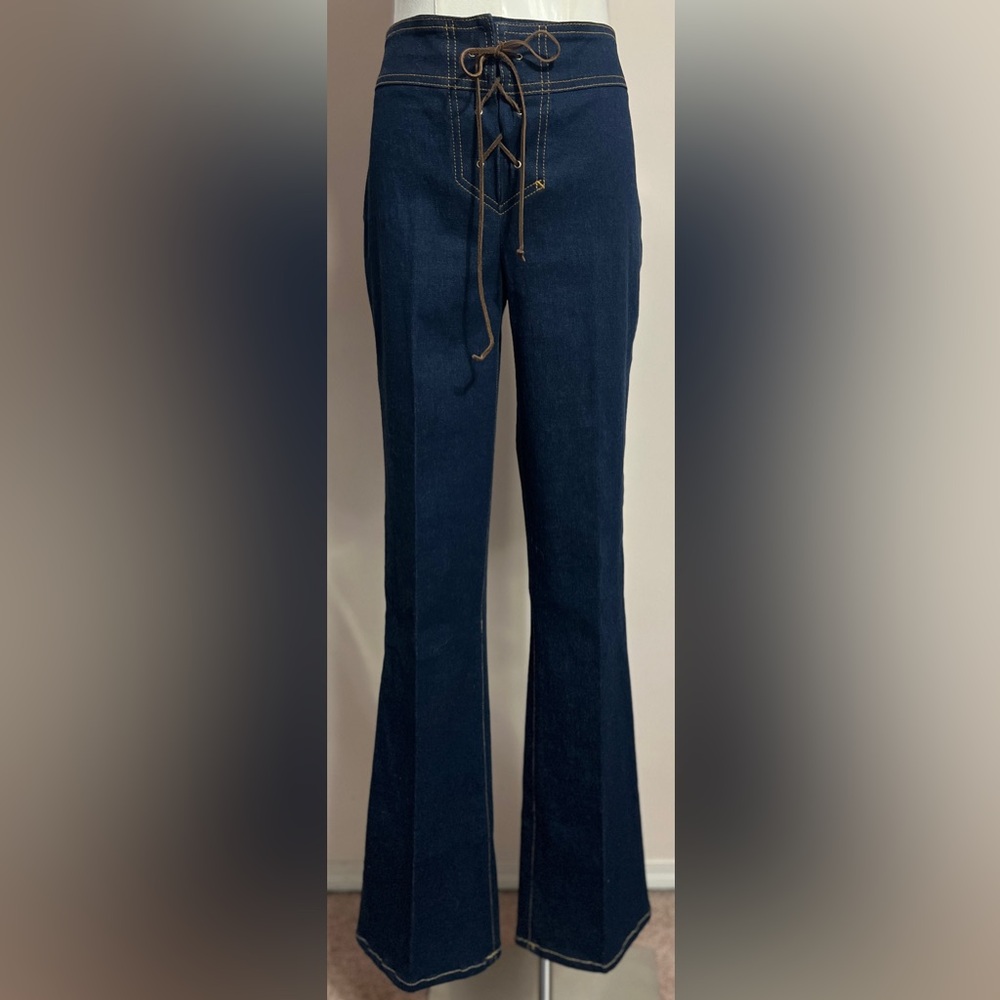 Vintage Dark Blue Lace-Up Denim Pants (NWOT)